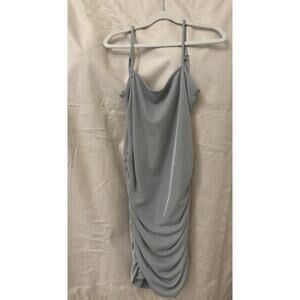 KatieJNYC Abby Silver Mesh Ruched Mini Dress Juniors Medium